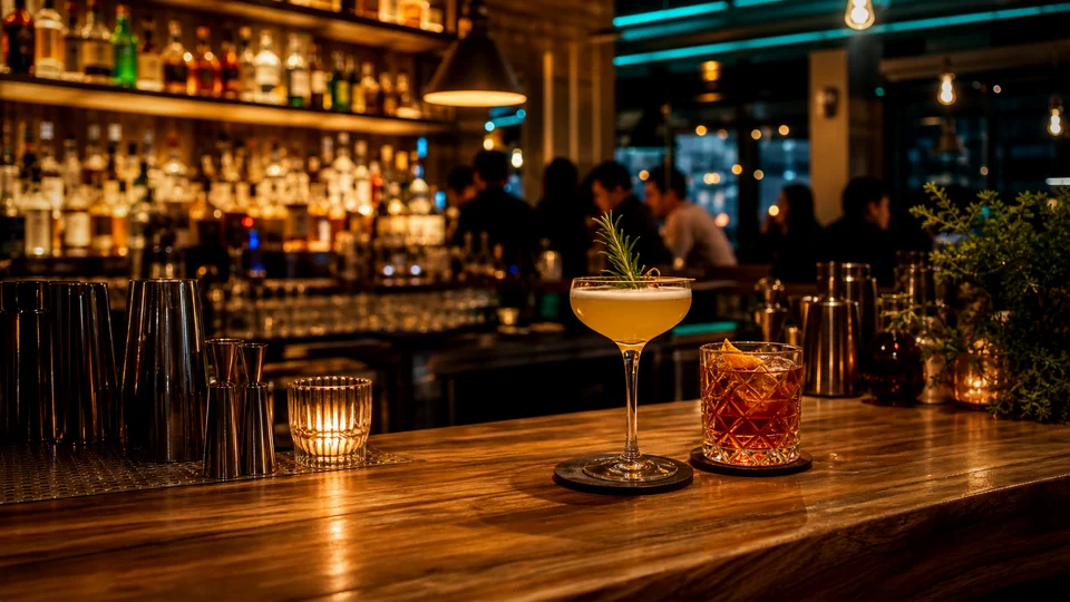 台中酒吧調酒吧台與夜間小酌場景圖